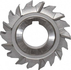 Made in USA - 2-3/4" Diam x 3/8" Width of Cut, 18 Teeth, High Speed Steel Side Milling Cutter - Staggered Teeth, Uncoated - Exact Industrial Supply