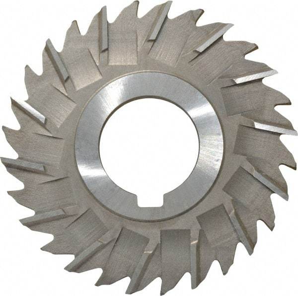 Made in USA - 3" Diam x 5/32" Width of Cut, 28 Teeth, High Speed Steel Side Milling Cutter - Staggered Teeth, Uncoated - Exact Industrial Supply