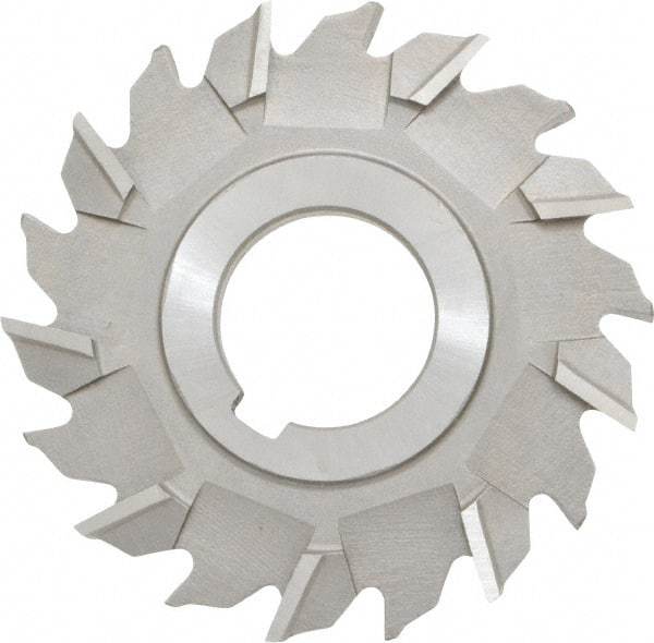 Made in USA - 3" Diam x 1/4" Width of Cut, 18 Teeth, High Speed Steel Side Milling Cutter - Staggered Teeth, Uncoated - Exact Industrial Supply