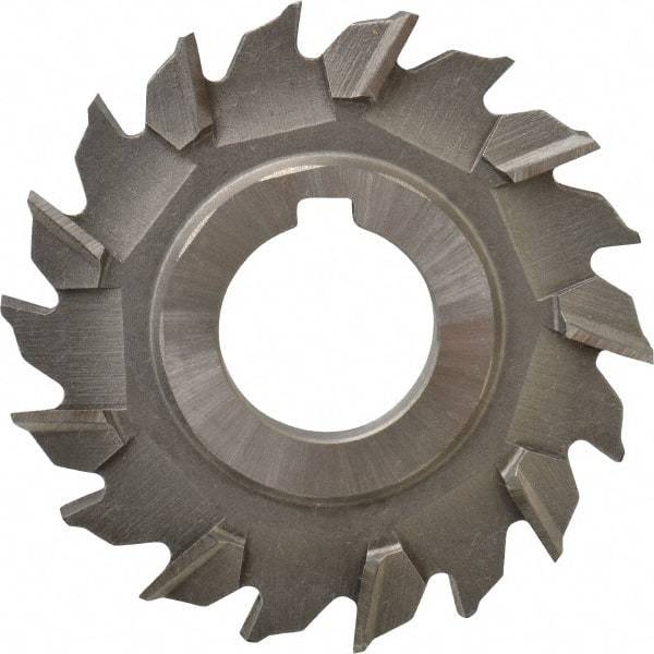 Made in USA - 3" Diam x 5/16" Width of Cut, 18 Teeth, High Speed Steel Side Milling Cutter - Staggered Teeth, Uncoated - Exact Industrial Supply