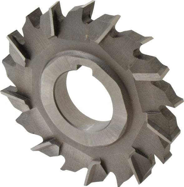 Made in USA - 3" Diam x 3/8" Width of Cut, 18 Teeth, High Speed Steel Side Milling Cutter - Staggered Teeth, Uncoated - Exact Industrial Supply