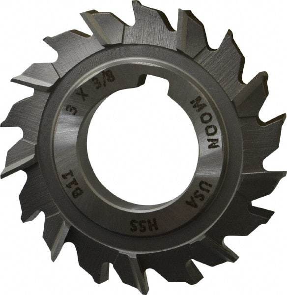 Made in USA - 3" Diam x 3/8" Width of Cut, 18 Teeth, High Speed Steel Side Milling Cutter - Staggered Teeth, Uncoated - Exact Industrial Supply