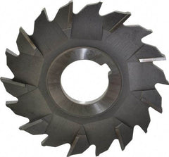 Made in USA - 3-1/2" Diam x 7/32" Width of Cut, 18 Teeth, High Speed Steel Side Milling Cutter - Staggered Teeth, Uncoated - Exact Industrial Supply