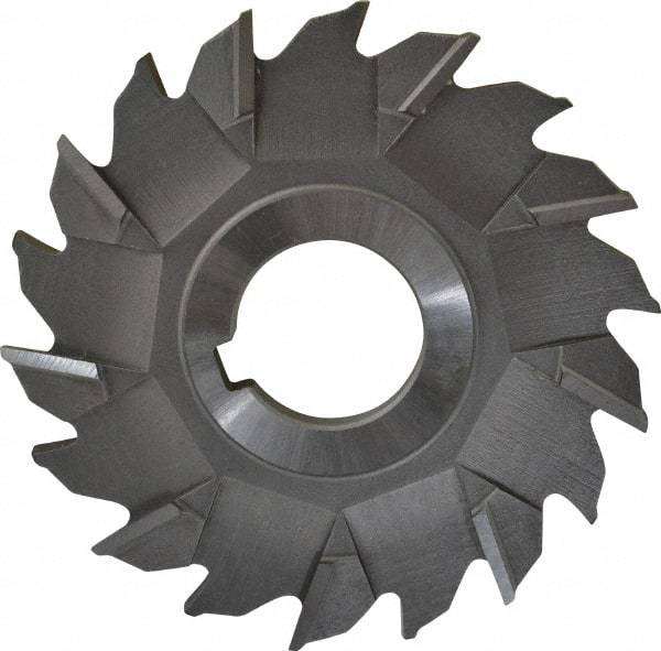 Made in USA - 3-1/2" Diam x 1/4" Width of Cut, 18 Teeth, High Speed Steel Side Milling Cutter - Staggered Teeth, Uncoated - Exact Industrial Supply