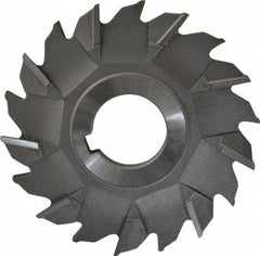 Made in USA - 3-1/2" Diam x 1/4" Width of Cut, 18 Teeth, High Speed Steel Side Milling Cutter - Staggered Teeth, Uncoated - Exact Industrial Supply