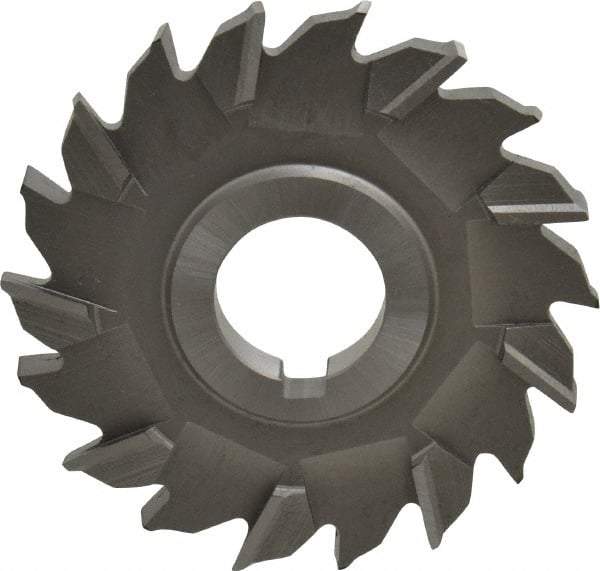 Made in USA - 3-1/2" Diam x 3/8" Width of Cut, 18 Teeth, High Speed Steel Side Milling Cutter - Staggered Teeth, Uncoated - Exact Industrial Supply