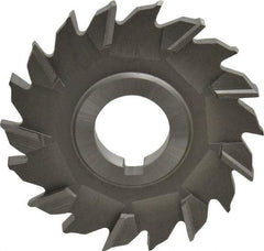 Made in USA - 3-1/2" Diam x 3/8" Width of Cut, 18 Teeth, High Speed Steel Side Milling Cutter - Staggered Teeth, Uncoated - Exact Industrial Supply