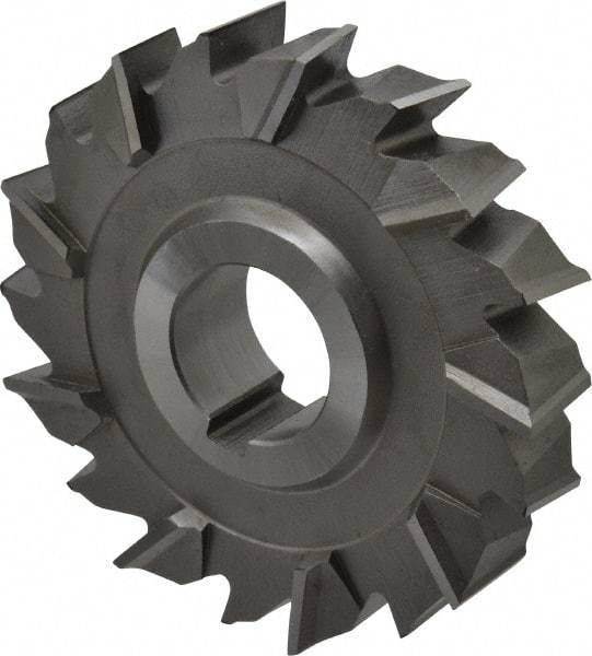 Made in USA - 3-1/2" Diam x 3/4" Width of Cut, 18 Teeth, High Speed Steel Side Milling Cutter - Staggered Teeth, Uncoated - Exact Industrial Supply