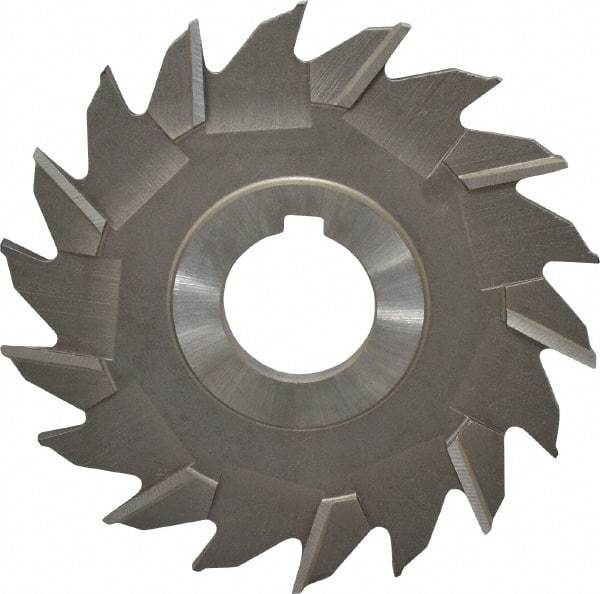 Made in USA - 4" Diam x 3/16" Width of Cut, 18 Teeth, High Speed Steel Side Milling Cutter - Staggered Teeth, Uncoated - Exact Industrial Supply