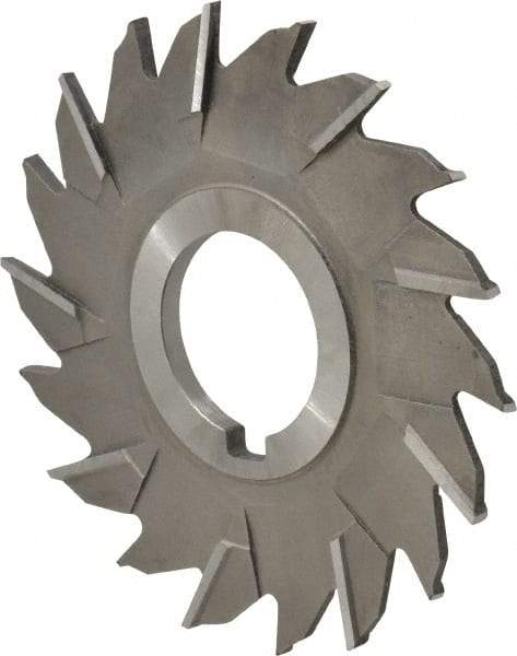 Made in USA - 4" Diam x 3/16" Width of Cut, 18 Teeth, High Speed Steel Side Milling Cutter - Staggered Teeth, Uncoated - Exact Industrial Supply