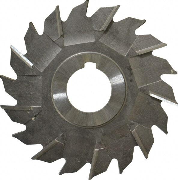 Made in USA - 4" Diam x 1/4" Width of Cut, 18 Teeth, High Speed Steel Side Milling Cutter - Staggered Teeth, Uncoated - Exact Industrial Supply