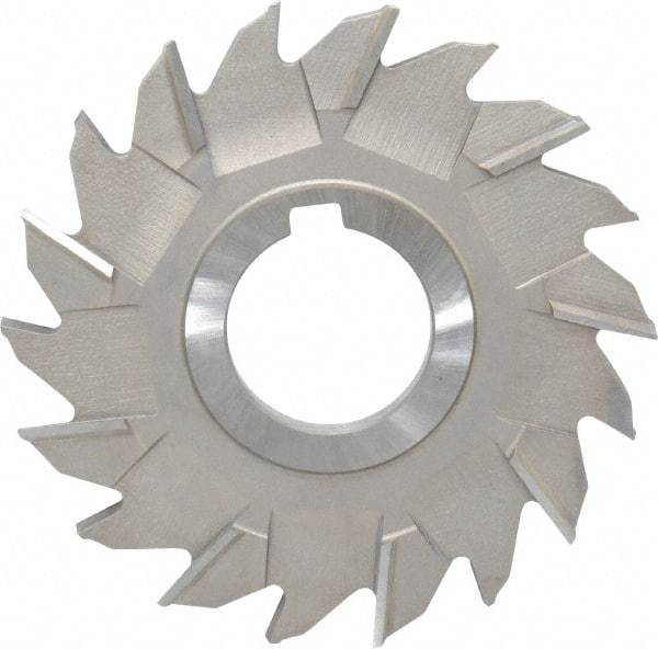 Made in USA - 4" Diam x 9/32" Width of Cut, 18 Teeth, High Speed Steel Side Milling Cutter - Staggered Teeth, Uncoated - Exact Industrial Supply