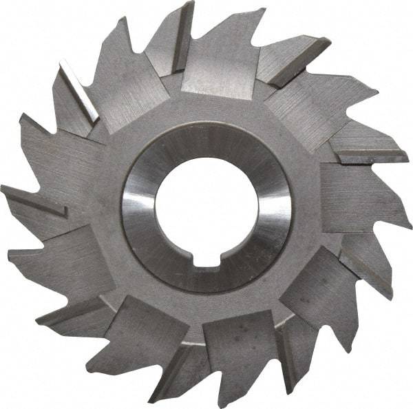 Made in USA - 4" Diam x 5/16" Width of Cut, 18 Teeth, High Speed Steel Side Milling Cutter - Staggered Teeth, Uncoated - Exact Industrial Supply