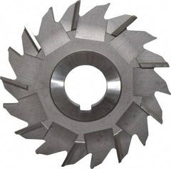Made in USA - 4" Diam x 5/16" Width of Cut, 18 Teeth, High Speed Steel Side Milling Cutter - Staggered Teeth, Uncoated - Exact Industrial Supply