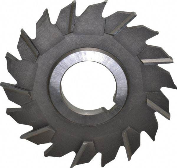 Made in USA - 4" Diam x 5/16" Width of Cut, 18 Teeth, High Speed Steel Side Milling Cutter - Staggered Teeth, Uncoated - Exact Industrial Supply