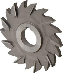 Made in USA - 4" Diam x 3/8" Width of Cut, 18 Teeth, High Speed Steel Side Milling Cutter - Staggered Teeth, Uncoated - Exact Industrial Supply