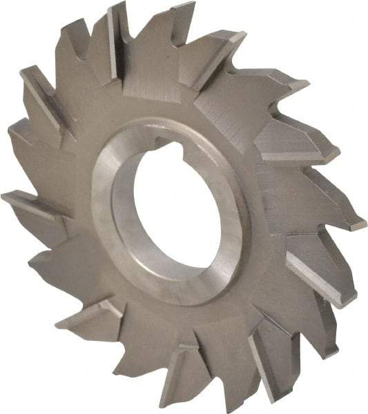 Made in USA - 4" Diam x 3/8" Width of Cut, 18 Teeth, High Speed Steel Side Milling Cutter - Staggered Teeth, Uncoated - Exact Industrial Supply