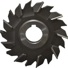 Made in USA - 4" Diam x 1/2" Width of Cut, 18 Teeth, High Speed Steel Side Milling Cutter - Staggered Teeth, Uncoated - Exact Industrial Supply