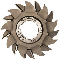 Made in USA - 4" Diam x 1/2" Width of Cut, 18 Teeth, High Speed Steel Side Milling Cutter - Staggered Teeth, Uncoated - Exact Industrial Supply