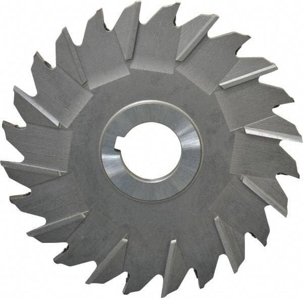 Made in USA - 5" Diam x 1/4" Width of Cut, 24 Teeth, High Speed Steel Side Milling Cutter - Staggered Teeth, Uncoated - Exact Industrial Supply