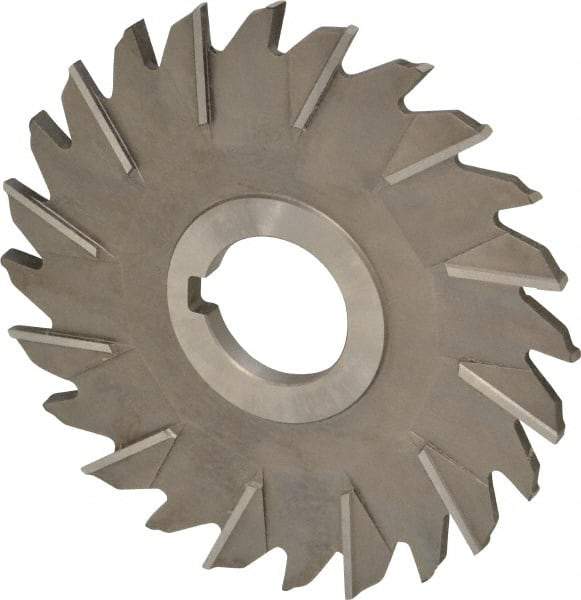 Made in USA - 5" Diam x 1/4" Width of Cut, 24 Teeth, High Speed Steel Side Milling Cutter - Staggered Teeth, Uncoated - Exact Industrial Supply