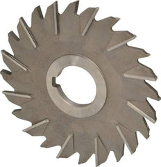 Made in USA - 5" Diam x 1/4" Width of Cut, 24 Teeth, High Speed Steel Side Milling Cutter - Staggered Teeth, Uncoated - Exact Industrial Supply