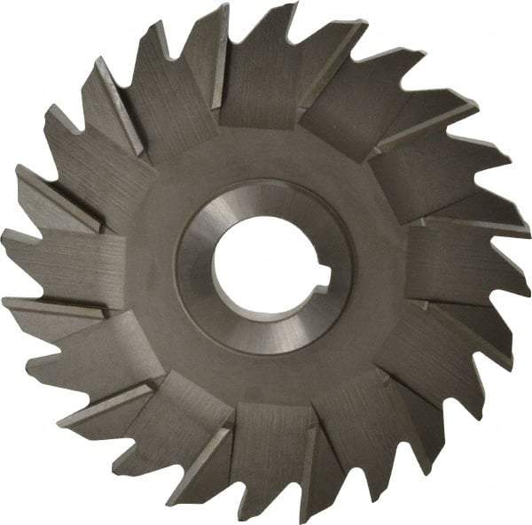 Made in USA - 5" Diam x 3/8" Width of Cut, 24 Teeth, High Speed Steel Side Milling Cutter - Staggered Teeth, Uncoated - Exact Industrial Supply