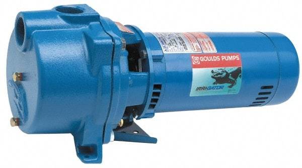 Goulds Pumps - 230 Volt, 13.9 Amp, 1 Phase, 2 HP, Self Priming Centrifugal Pump - 48J Frame, 1-1/2 Inch Inlet, 87 Max GPM, ODP Motor, Cast Iron Housing, Noryl Impeller, 106 Ft. Shut Off, Carbon Ceramic Mechanical Seal - Exact Industrial Supply