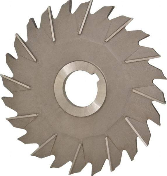 Made in USA - 6" Diam x 1/4" Width of Cut, 24 Teeth, High Speed Steel Side Milling Cutter - Staggered Teeth, Uncoated - Exact Industrial Supply