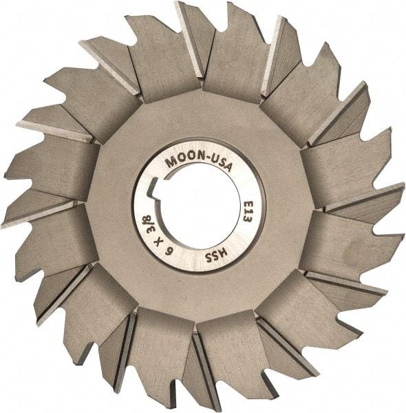 Made in USA - 6" Diam x 3/8" Width of Cut, 24 Teeth, High Speed Steel Side Milling Cutter - Staggered Teeth, Uncoated - Exact Industrial Supply