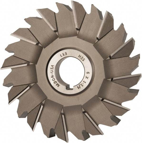 Made in USA - 6" Diam x 1-1/4" Width of Cut, 24 Teeth, High Speed Steel Side Milling Cutter - Staggered Teeth, Uncoated - Exact Industrial Supply