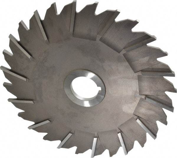 Made in USA - 8" Diam x 1/4" Width of Cut, 28 Teeth, High Speed Steel Side Milling Cutter - Staggered Teeth, Uncoated - Exact Industrial Supply