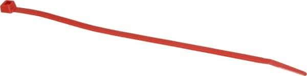 Made in USA - 7.562 Inch Long x 0.18 Inch Wide x 1-7/8 Inch Bundle Diameter, Red, Nylon Standard Cable Tie - 50 Lb. Strength, 0.052 Inch Thick - Exact Industrial Supply