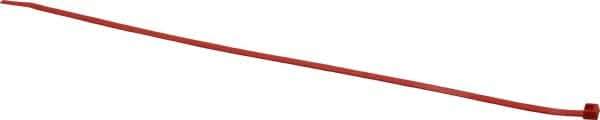 Made in USA - 14-1/4" Long Red Nylon Standard Cable Tie - 50 Lb Tensile Strength, 1.32mm Thick, 4" Max Bundle Diam - Exact Industrial Supply
