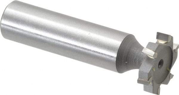 Made in USA - 3/4" Diam x 5/32" Face Width, Carbide-Tipped, 6 Teeth, Shank Connection Woodruff Keyseat Cutter - Uncoated, 2-5/32" OAL x 1/2" Shank, Staggered Teeth, ANSI 506, Old Standard 8 - Exact Industrial Supply