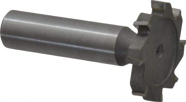Made in USA - 1-1/4" Diam x 3/16" Face Width, Carbide-Tipped, 8 Teeth, Shank Connection Woodruff Keyseat Cutter - Uncoated, 2-3/16" OAL x 1/2" Shank, Staggered Teeth, ANSI 610, Old Standard 19 - Exact Industrial Supply