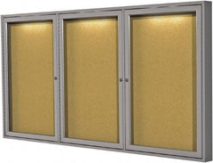 Ghent - 36" Wide x 24" High Enclosed Cork Bulletin Board - Natural Cork, Aluminum Frame - Exact Industrial Supply