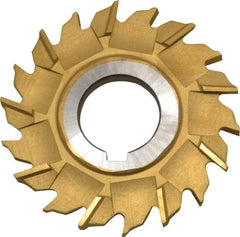 Made in USA - 3" Diam x 1/4" Width of Cut, 18 Teeth, High Speed Steel Side Milling Cutter - Staggered Teeth, TiN Coated - Exact Industrial Supply