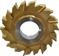 Made in USA - 3" Diam x 1/2" Width of Cut, 18 Teeth, High Speed Steel Side Milling Cutter - Staggered Teeth, TiN Coated - Exact Industrial Supply