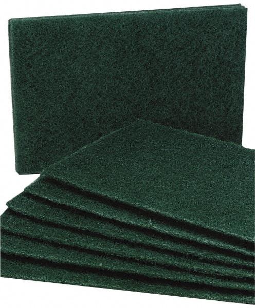 Ability One - 9-1/2" Long x 6" Wide x 1/4" Thick Scouring Pad - Medium-Duty, Green - Exact Industrial Supply