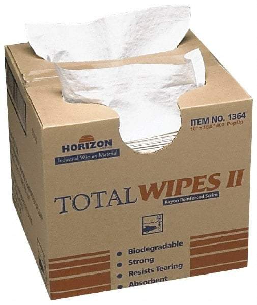 Ability One - Flat Fold Shop Towel/Industrial Wipes - 16-1/2" x 10" Sheet Size, White - Exact Industrial Supply