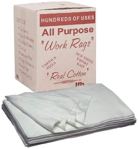 Ability One - 9 Inch Long x 11-1/2 Inch Wide Cotton Rags - White, Box - Exact Industrial Supply