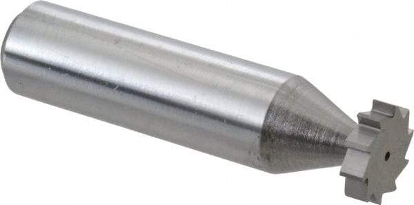 Made in USA - 1/2" Diam x 1/8" Face Width, Solid Carbide, 10 Teeth, Shank Connection Woodruff Keyseat Cutter - Uncoated, 2-1/8" OAL x 1/2" Shank, Straight Teeth, ANSI 404, Old Standard 3 - Exact Industrial Supply