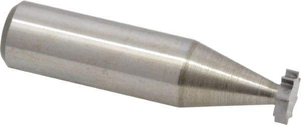 Made in USA - 3/8" Diam x 3/32" Face Width, Solid Carbide, 8 Teeth, Shank Connection Woodruff Keyseat Cutter - Uncoated, 2-3/32" OAL x 1/2" Shank, Straight Teeth, ANSI 303, Old Standard 212 - Exact Industrial Supply