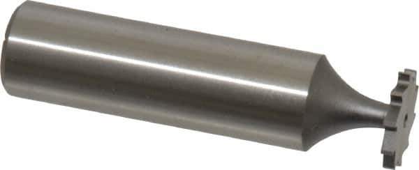 Made in USA - 1/2" Diam x 1/16" Face Width, High Speed Steel, 10 Teeth, Shank Connection Woodruff Keyseat Cutter - Uncoated, 2-1/16" OAL x 1/2" Shank, Straight Teeth, ANSI 204, Old Standard 1 - Exact Industrial Supply