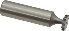 Made in USA - 1/2" Diam x 3/32" Face Width, High Speed Steel, 10 Teeth, Shank Connection Woodruff Keyseat Cutter - Uncoated, 2-3/32" OAL x 1/2" Shank, Straight Teeth, ANSI 304, Old Standard 2 - Exact Industrial Supply