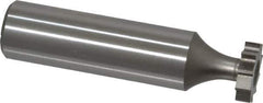 Made in USA - 1/2" Diam x 1/8" Face Width, High Speed Steel, 10 Teeth, Shank Connection Woodruff Keyseat Cutter - Uncoated, 2-1/8" OAL x 1/2" Shank, Straight Teeth, ANSI 404, Old Standard 3 - Exact Industrial Supply
