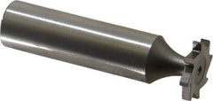 Made in USA - 5/8" Diam x 3/32" Face Width, High Speed Steel, 8 Teeth, Shank Connection Woodruff Keyseat Cutter - Uncoated, 2-3/32" OAL x 1/2" Shank, Straight Teeth, ANSI 305, Old Standard 4 - Exact Industrial Supply