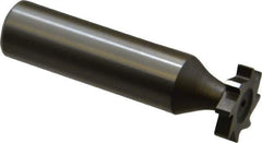 Made in USA - 5/8" Diam x 1/8" Face Width, High Speed Steel, 8 Teeth, Shank Connection Woodruff Keyseat Cutter - Uncoated, 2-1/8" OAL x 1/2" Shank, Straight Teeth, ANSI 405, Old Standard 5 - Exact Industrial Supply