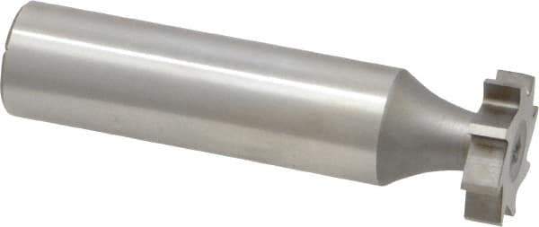 Made in USA - 5/8" Diam x 5/32" Face Width, High Speed Steel, 8 Teeth, Shank Connection Woodruff Keyseat Cutter - Uncoated, 2-5/32" OAL x 1/2" Shank, Straight Teeth, ANSI 505, Old Standard 6 - Exact Industrial Supply